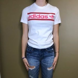 white adidas tee